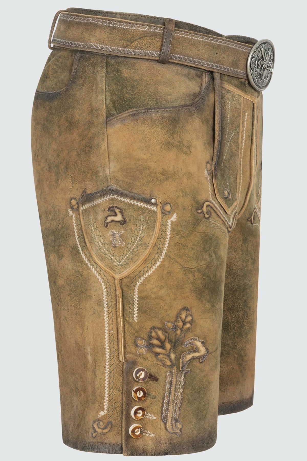 Kruger Men's Lederhosen "Milo" with Belt - Brown