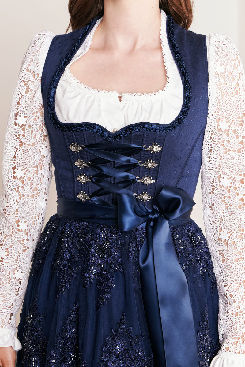 Kruger Long Dirndl 2pcs. 70cm "Maisie" blue (size 36 only)