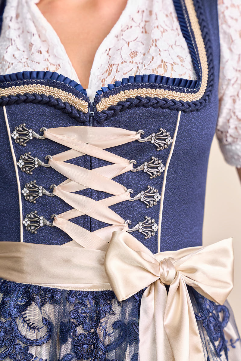 Kruger Long Dirndl 2pcs. 70cm "Quiana" blue (size 36 only)