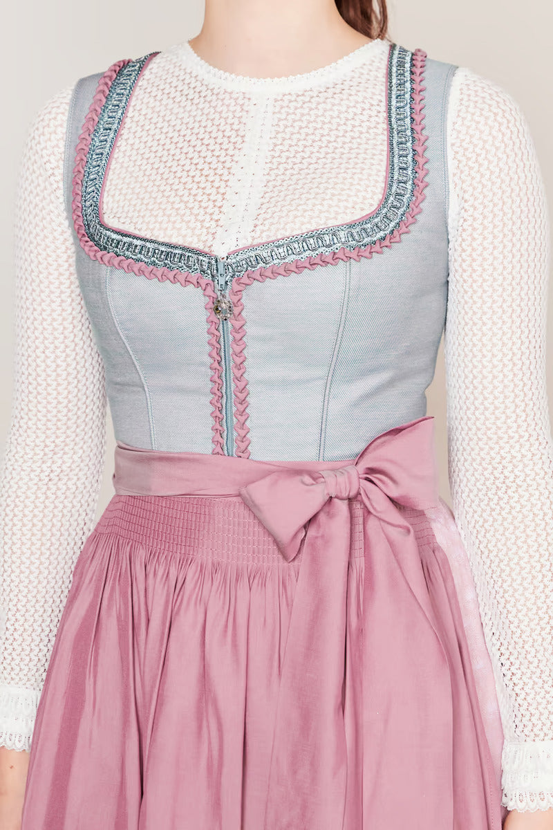 Kruger Midi Dirndl 2pcs. 60cm "Ileana" blue (38,40)