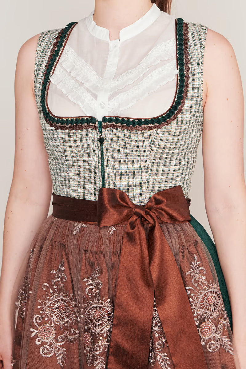 Kruger Midi Dirndl 2pcs. 60 cm "ASTERIA" green (low stock) 46