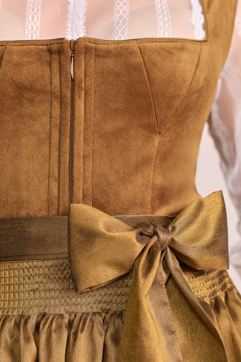Kruger Long Dirndl 2pcs. 70cm "Suzanne" brown