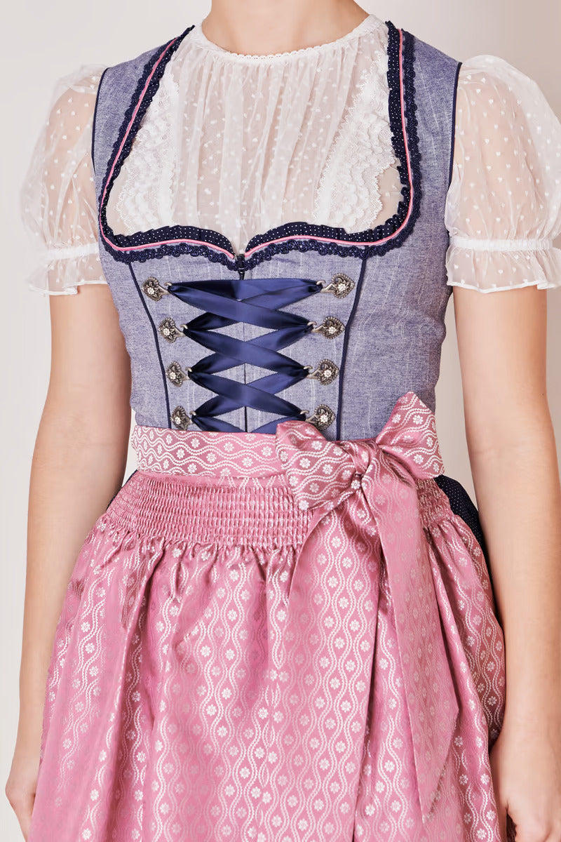 Kruger Mini Dirndl 2pcs. 50cm "Skylar" blue (32)