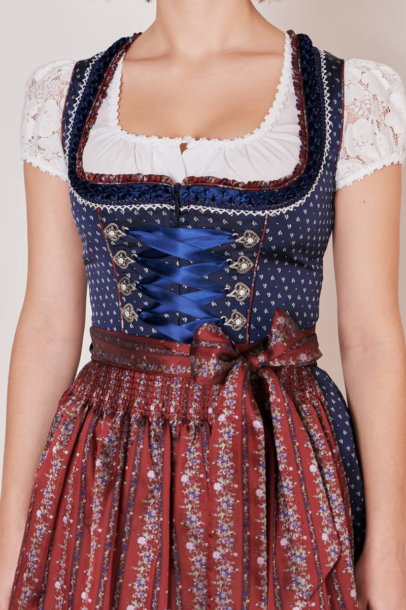 Kruger Midi Dirndl 2pcs. 60cm "Isolde" blue (size 36)