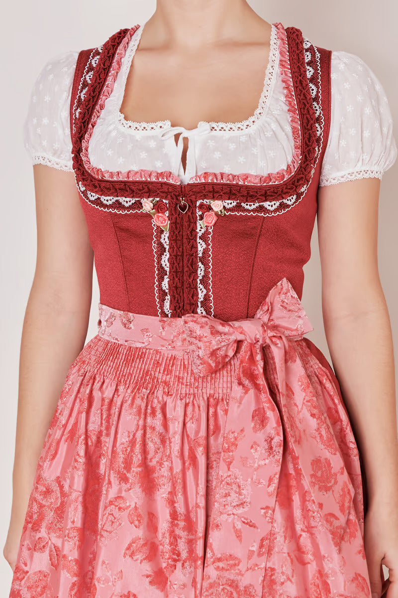 Kruger Midi Dirndl 2pcs. 60cm "Ulrika" red (40,42)