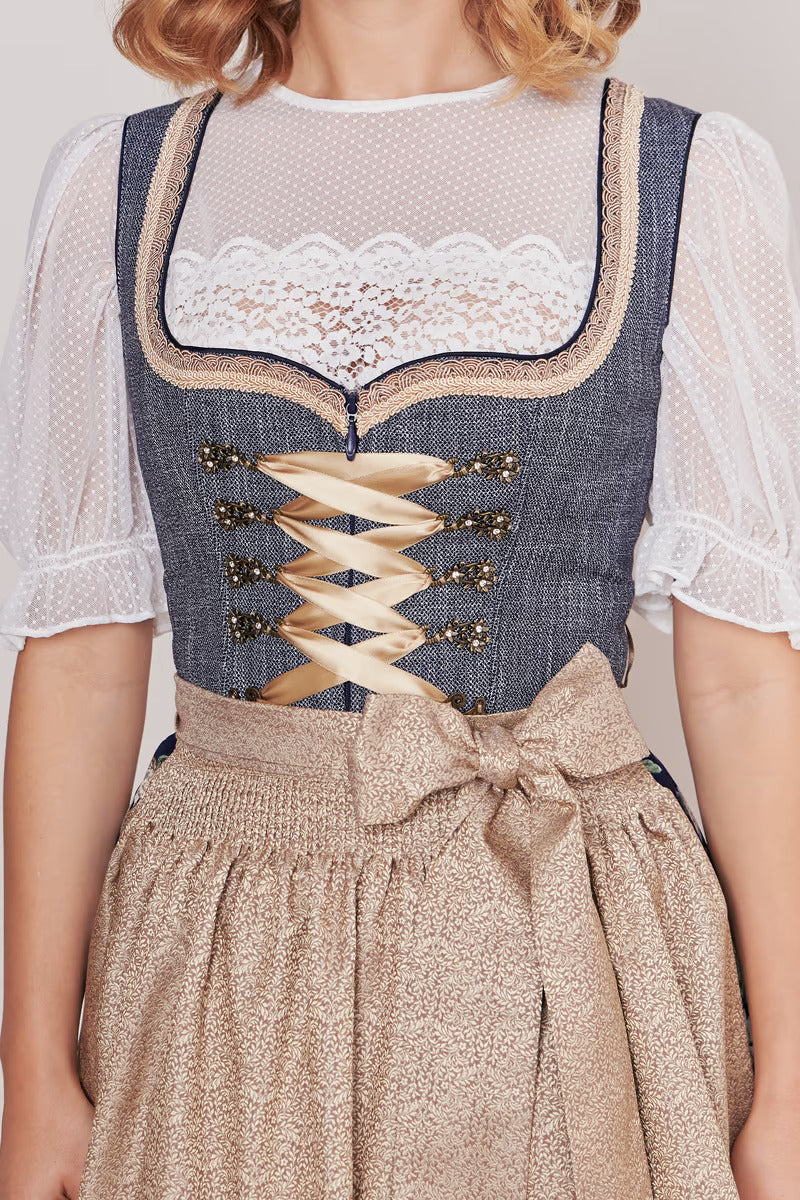 Kruger Mini Dirndl 2pcs. 50cm "Justine" blue (36)