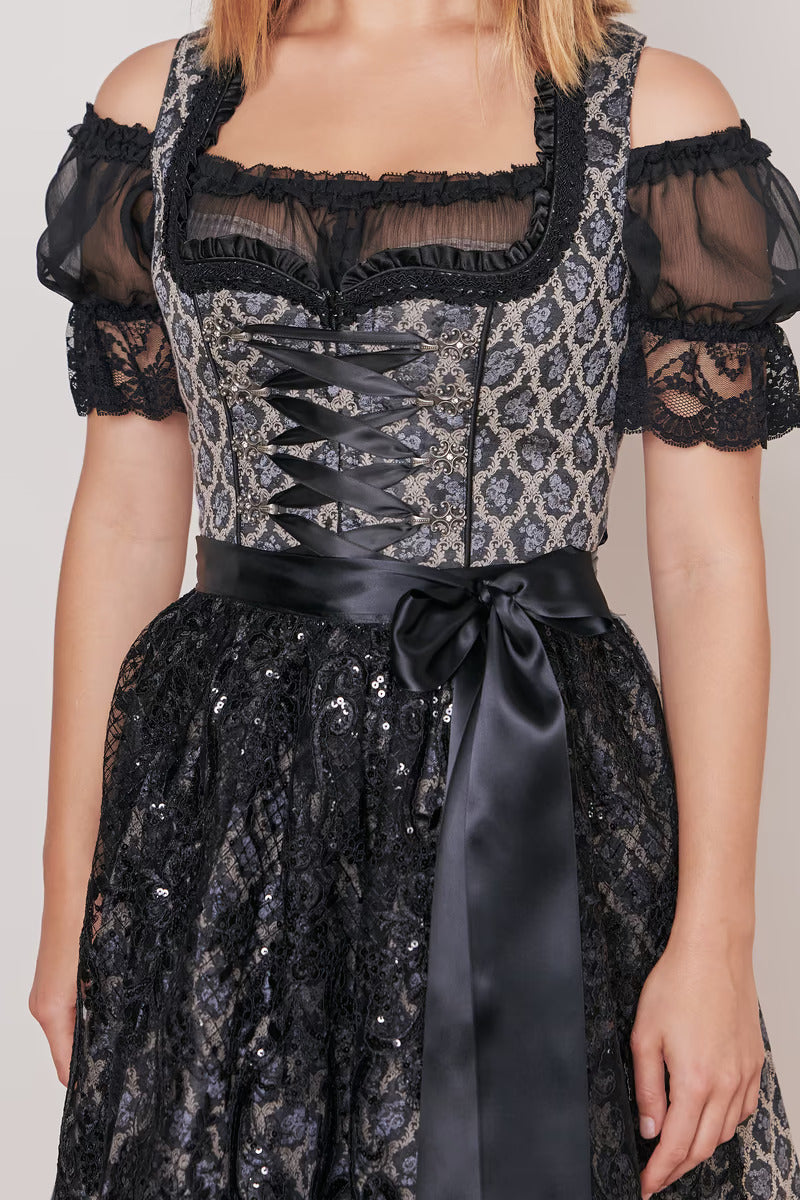 Kruger Midi Dirndl 2pcs. 60cm "Lonie" black
