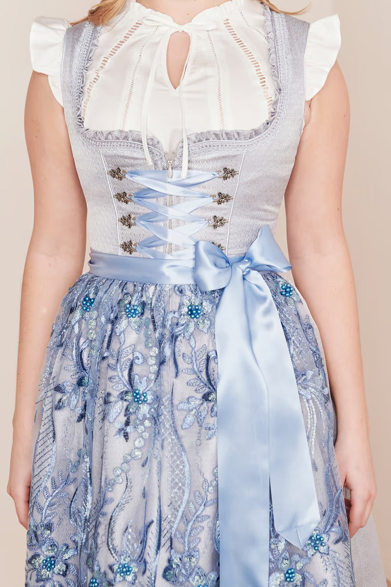 (New) Kruger Midi Dirndl 2pcs. 60cm "Karlotta" blue