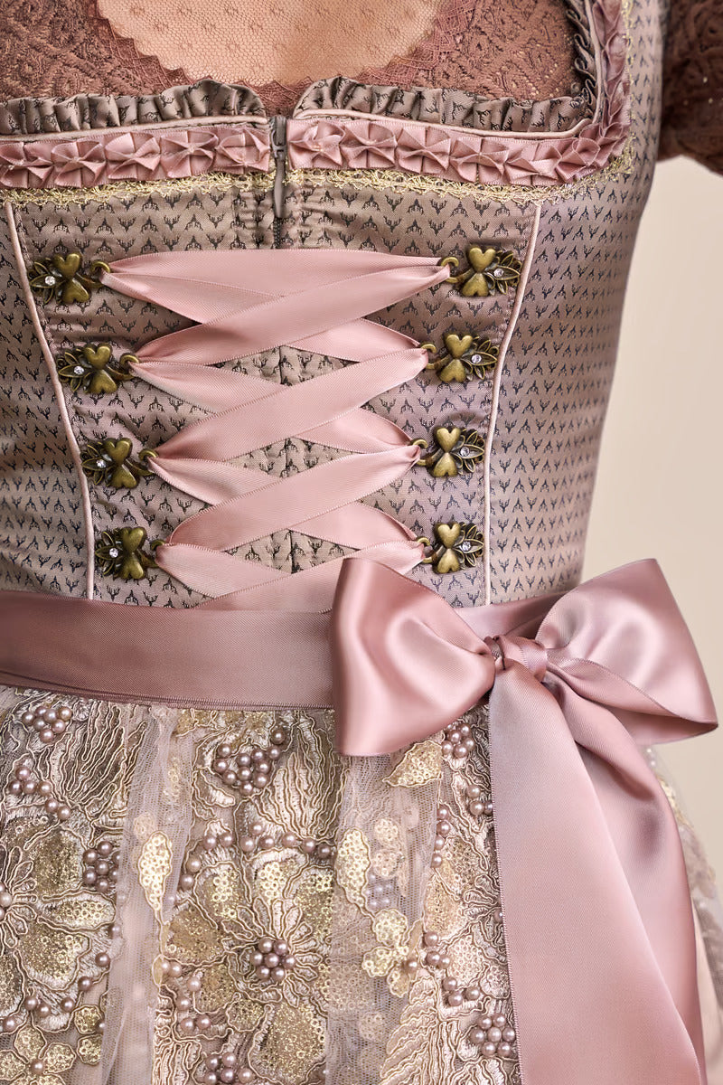 Kruger Midi Dirndl 2pcs. 50cm "Leya" brown