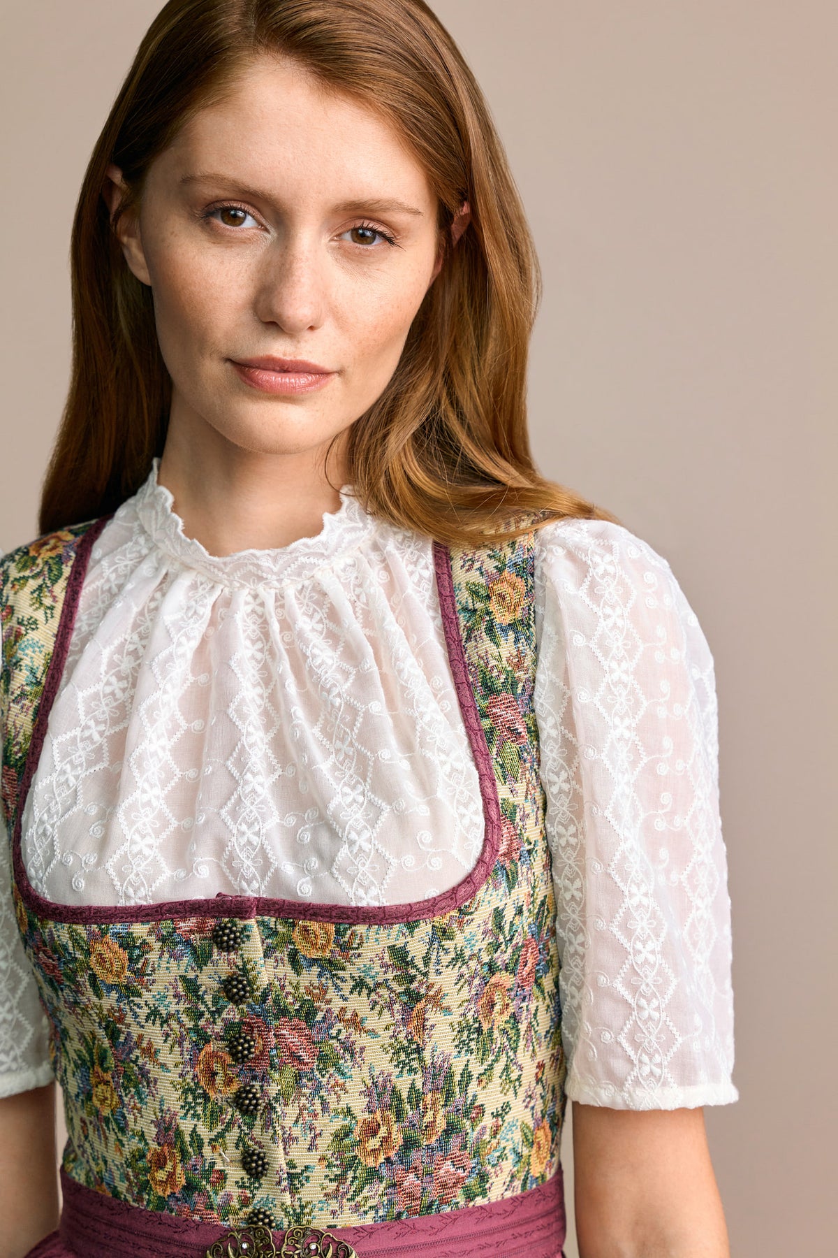 Julia Trentini Rosi Midi Dirndl, Floral Berry — 60cm