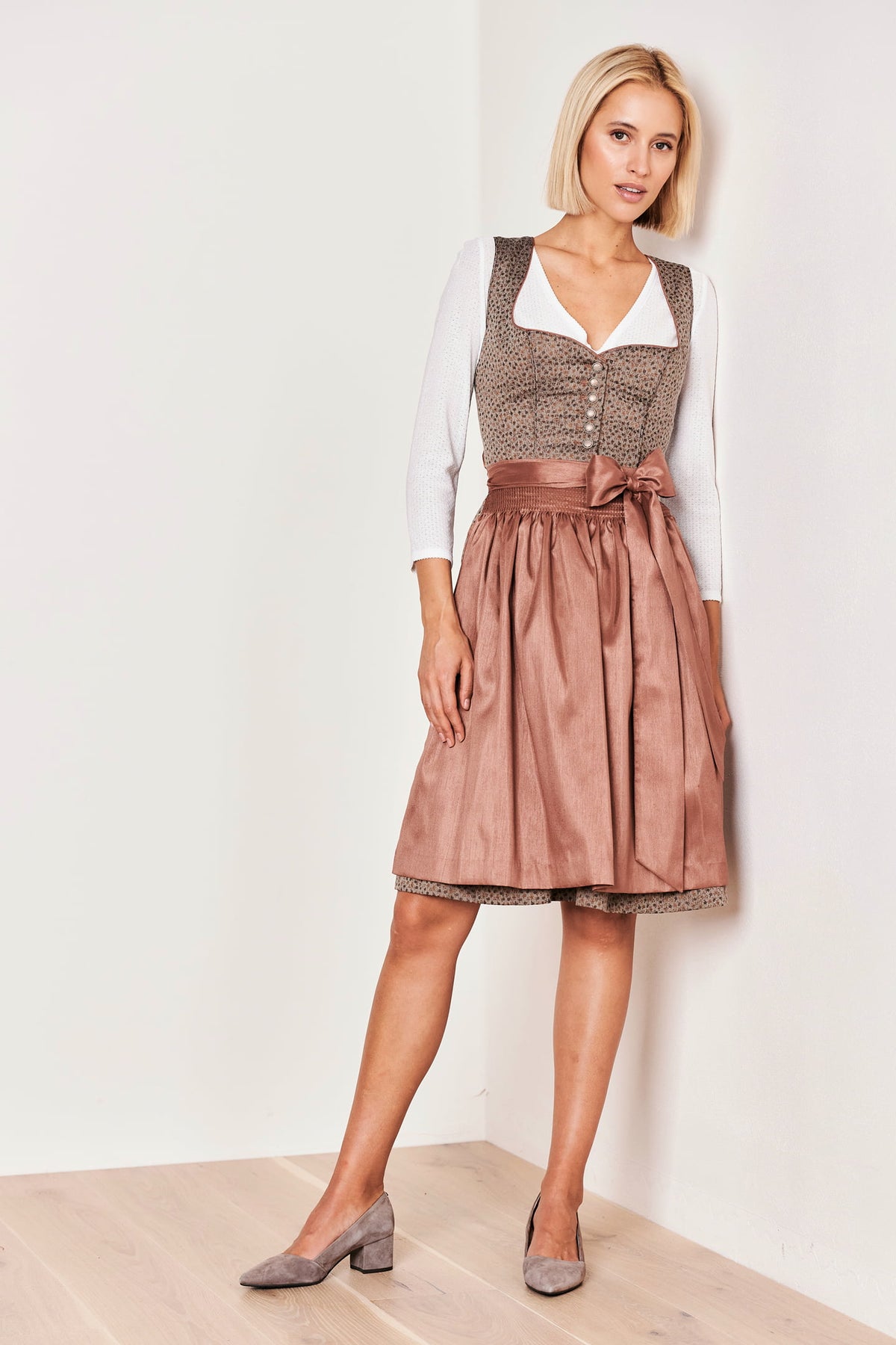 Julia Trentini Annette Midi Dirndl, Brown — 60cm