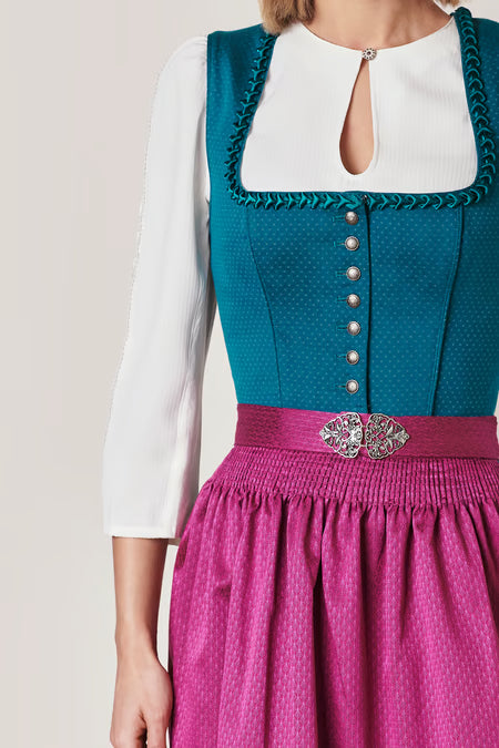 Julia Trentini Midi Dirndl 2pcs. 60cm "Dorea" green (size 38,40)