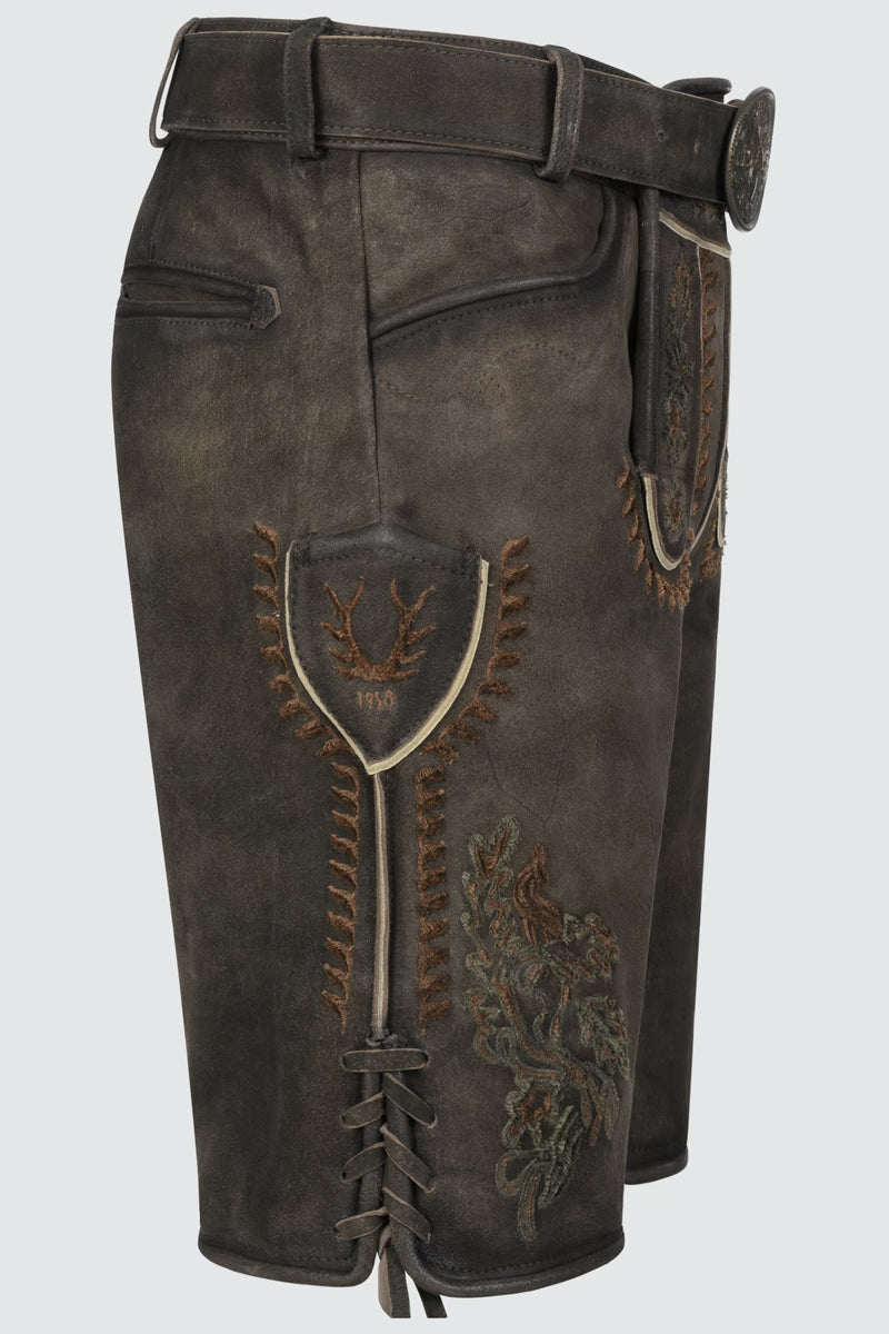 Kruger Men's Lederhosen "Elliot" with belt (brown)