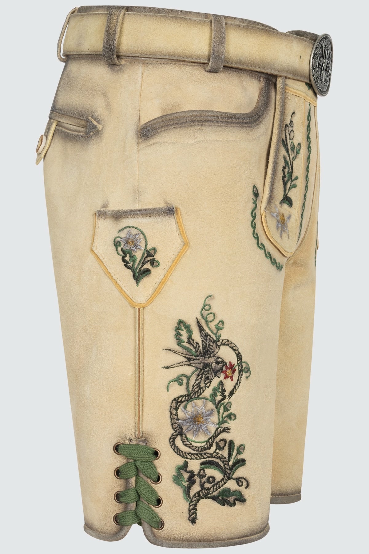 Kruger Men's Lederhosen "Darian" with Belt - Beige