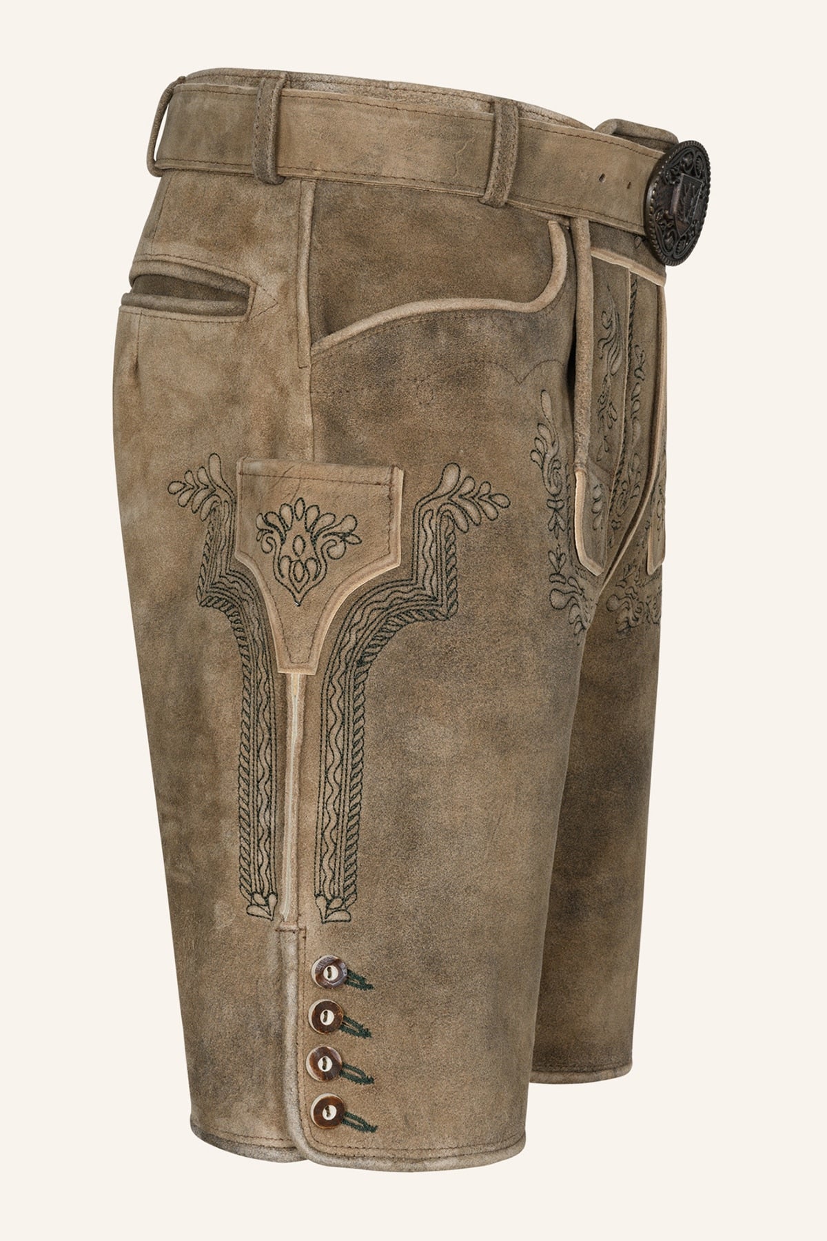 Kruger Men's Lederhosen "Karim" with Belt - Brown (washed)