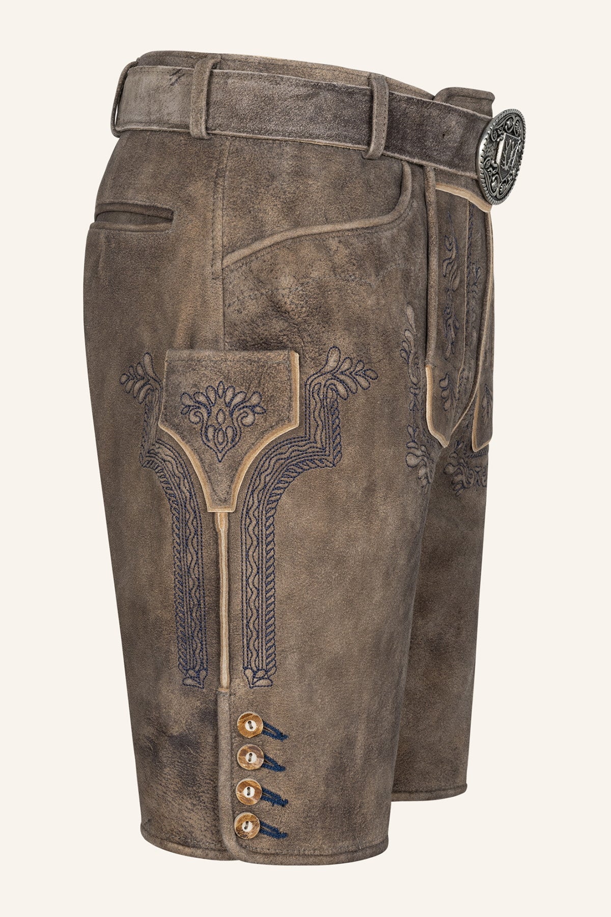 Kruger Men's Lederhosen "Karim" with Belt - Brown