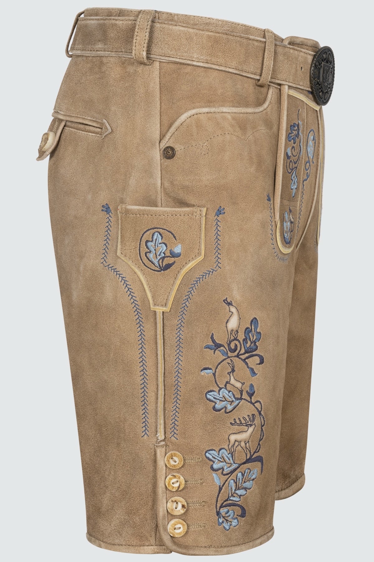 Kruger Men's Lederhosen "Demian" with Belt - Brown