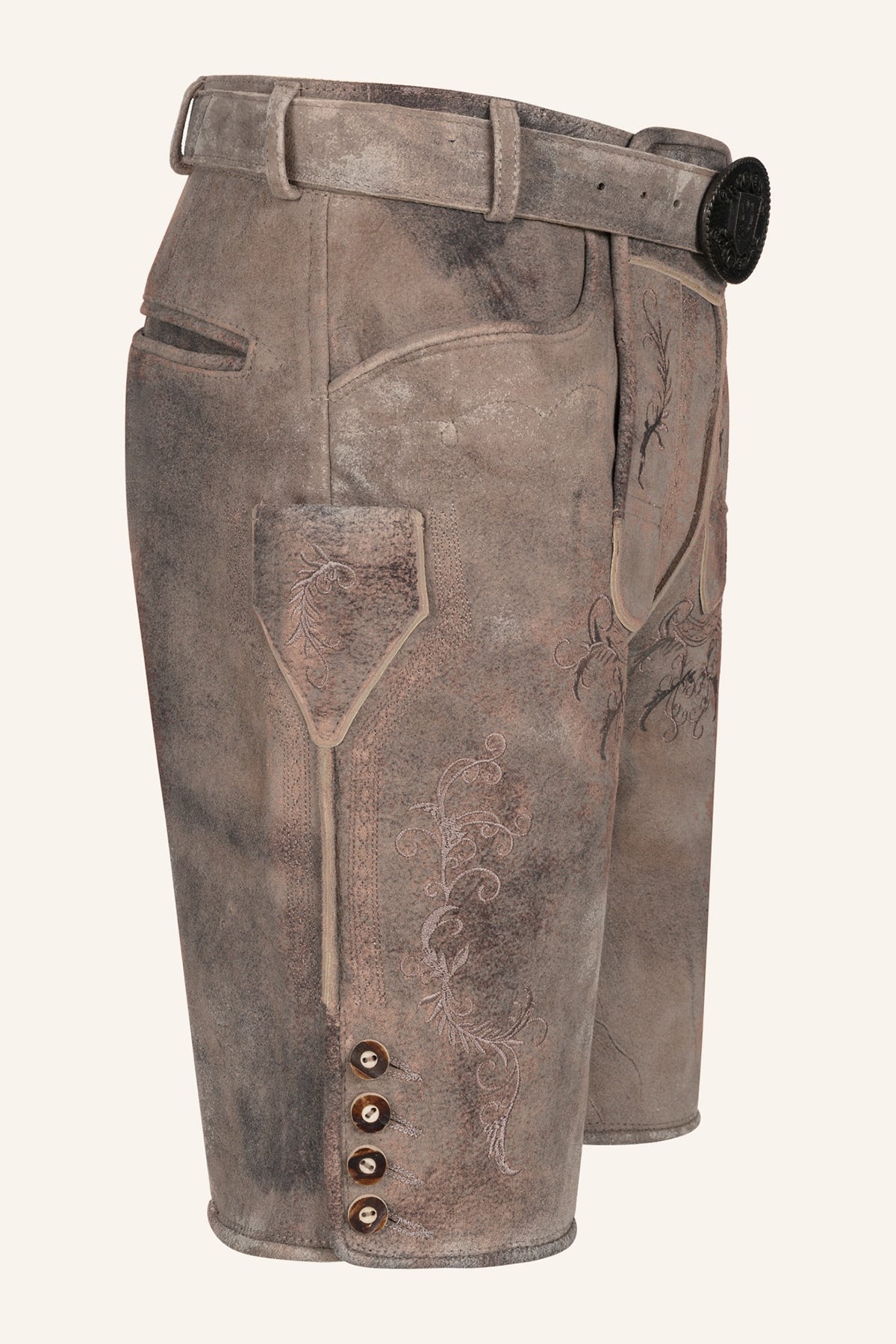 Kruger Men's Lederhosen "Delio" with Belt - Brown