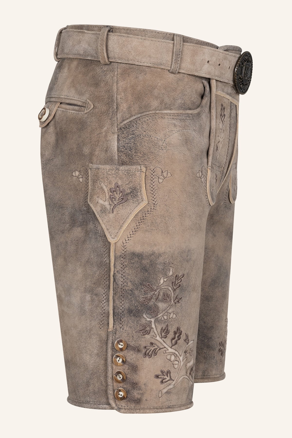 Kruger Men's Lederhosen "Berno" with Belt - Brown