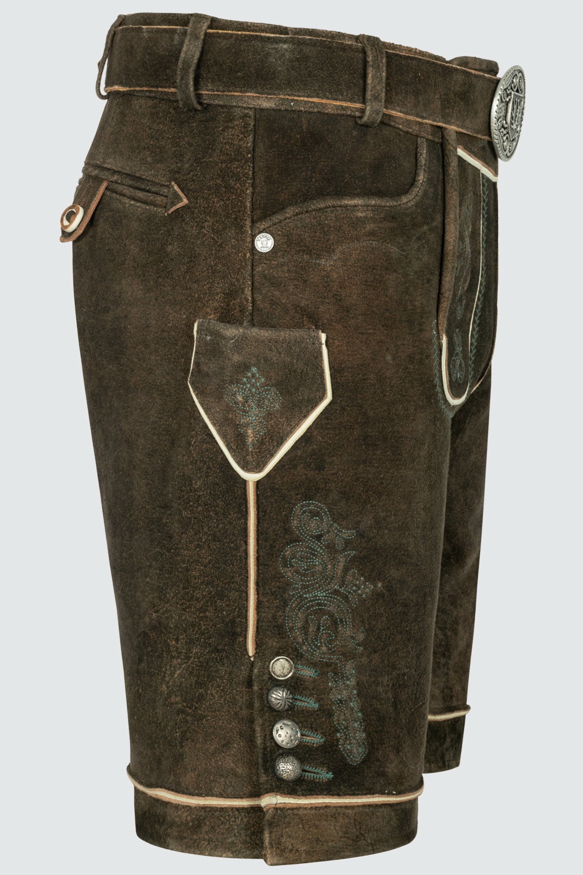 Kruger Men's Lederhosen "Jayden" with Belt - Brown