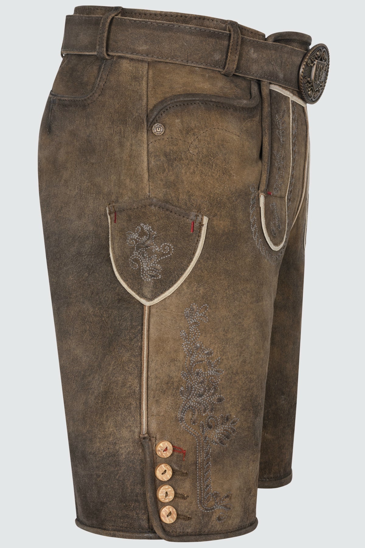 Kruger Men's Lederhosen "Dante" with Belt - Brown