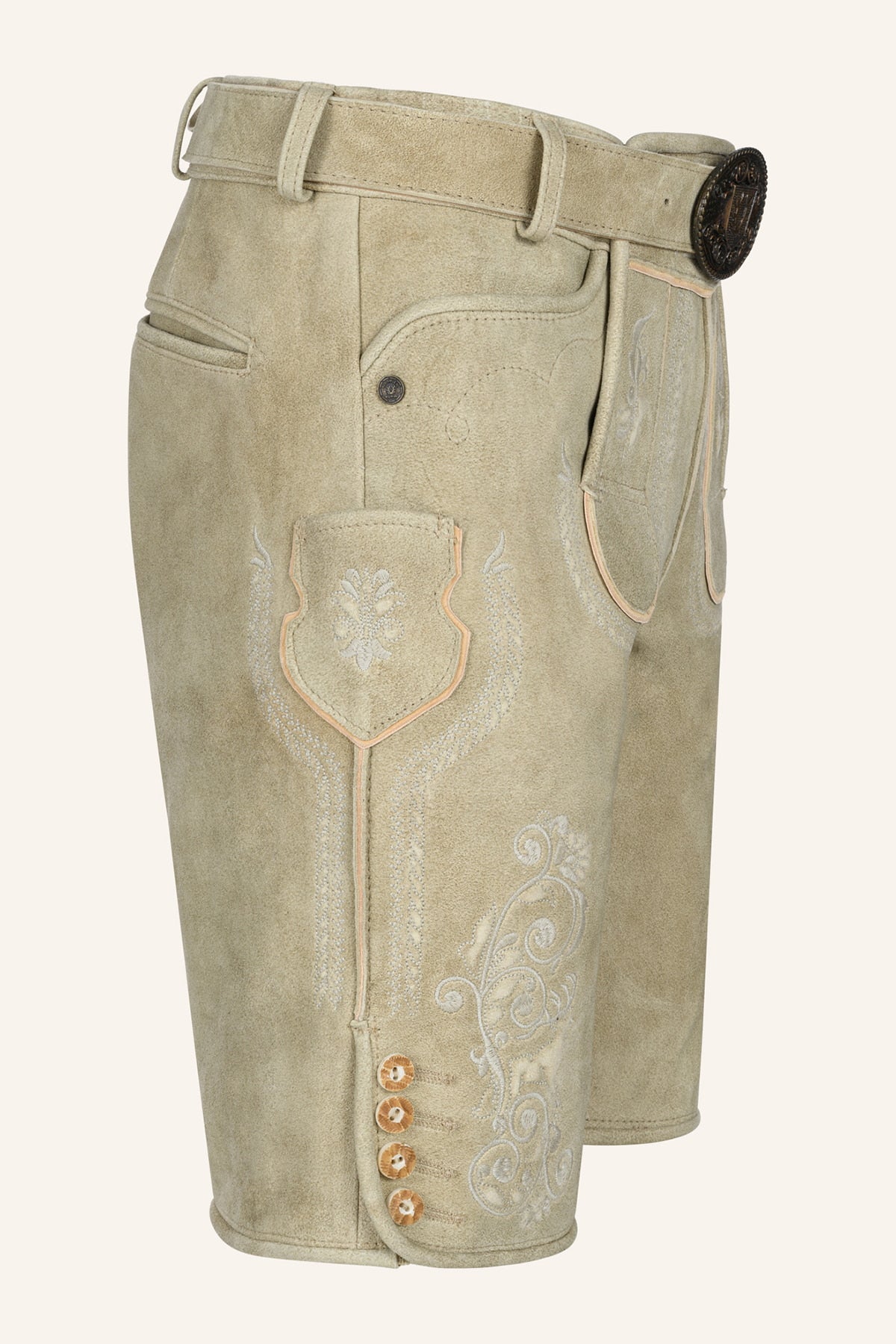 Kruger Men's Lederhosen "Miquel" with Belt - Beige