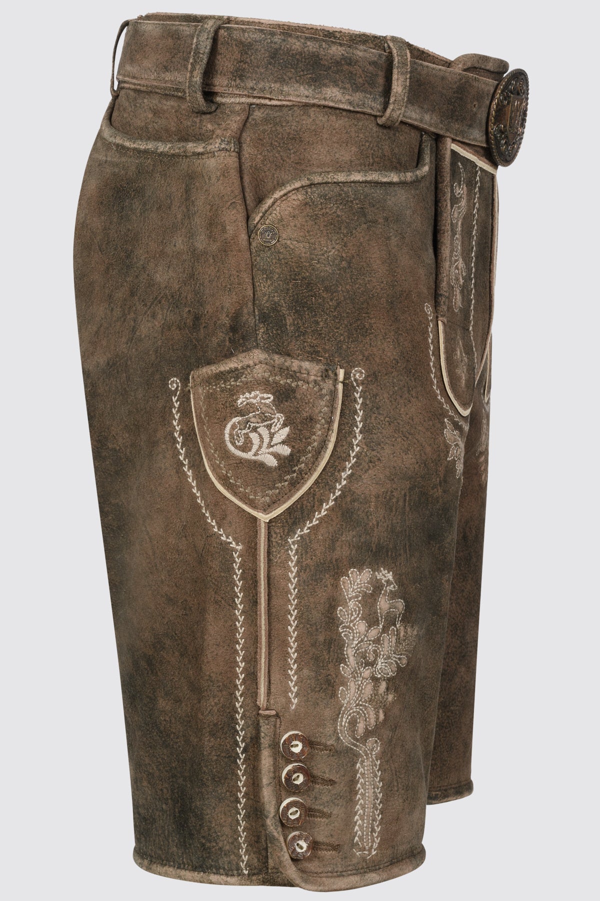 Kruger Men's Lederhosen "Josha" with Belt - Brown