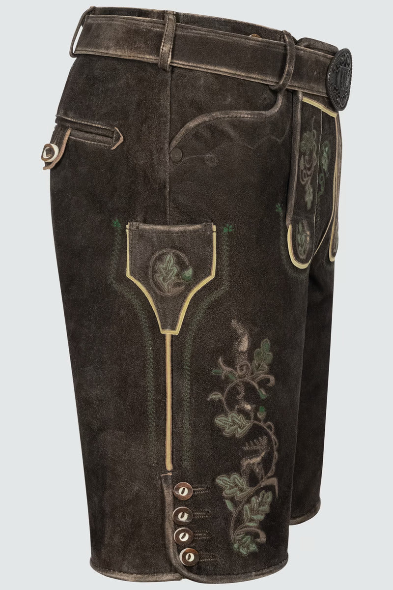 Kruger Men's Lederhosen "Adreon" (brown) with Belt
