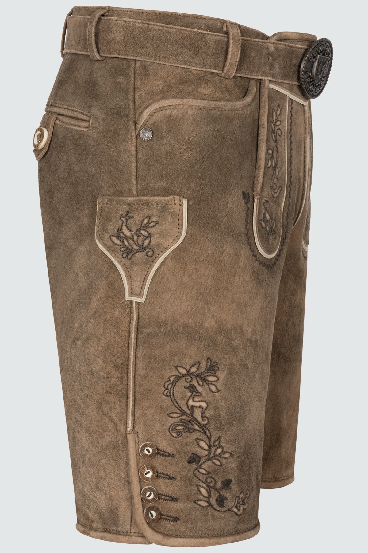 Kruger Men's Lederhosen "Corentin" with Belt - Brown