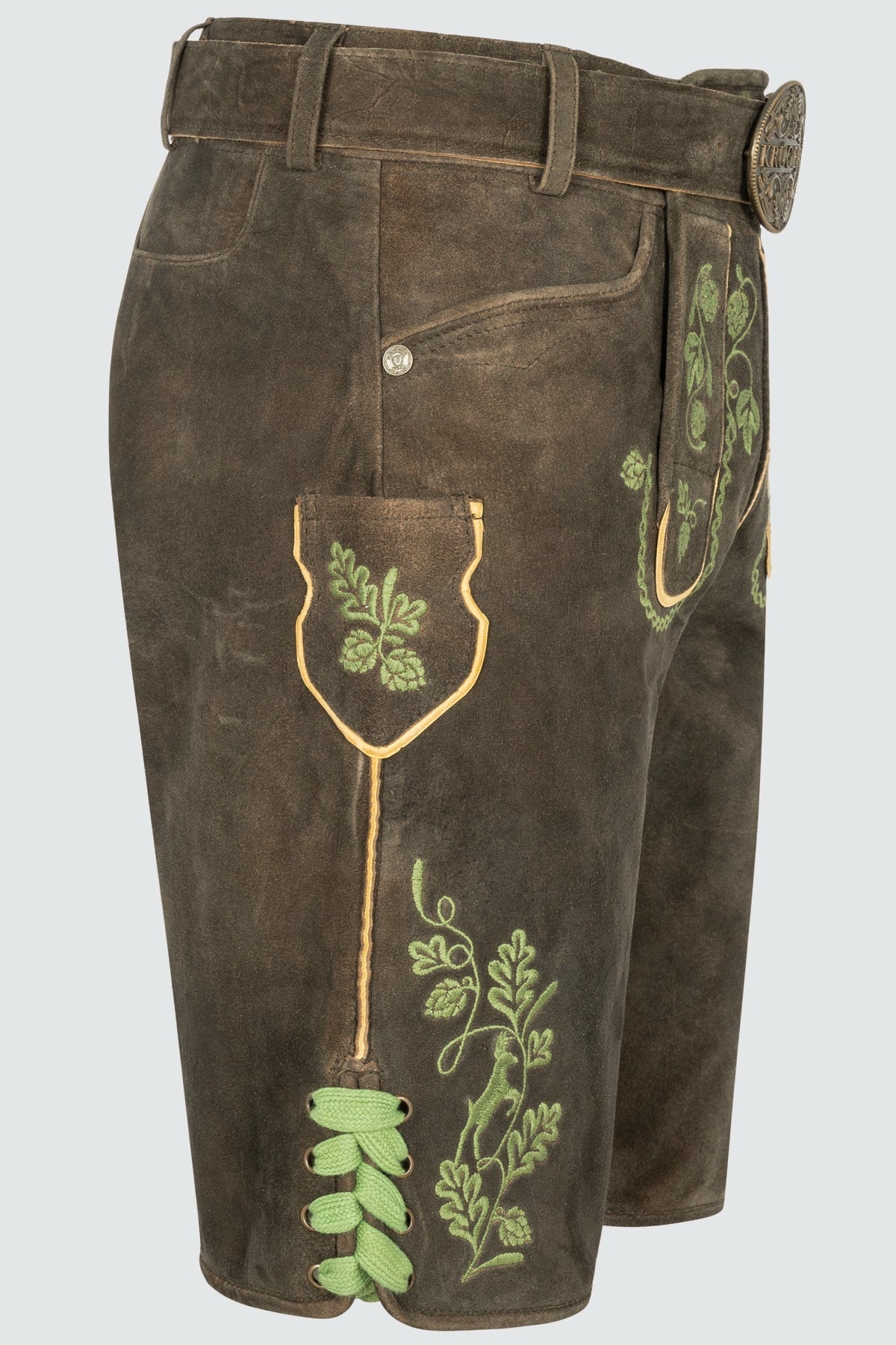 Kruger Men's Lederhosen "Cassius" with Belt - Brown