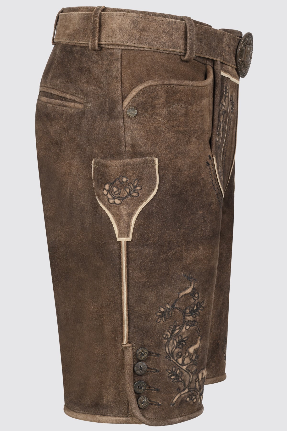 Kruger Men's Lederhosen "Mischa" with Belt - Brown