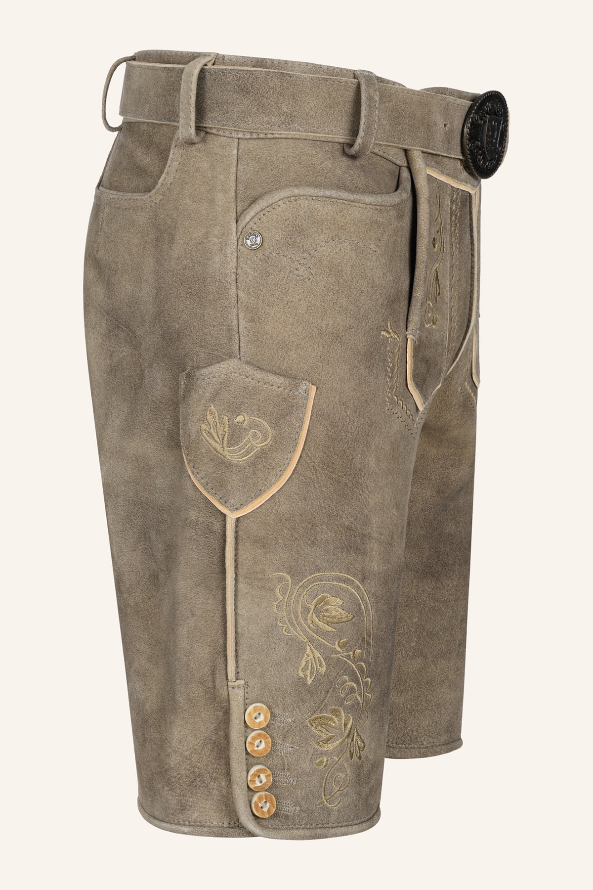 Kruger Men's Lederhosen "Ivan" with Belt - Brown