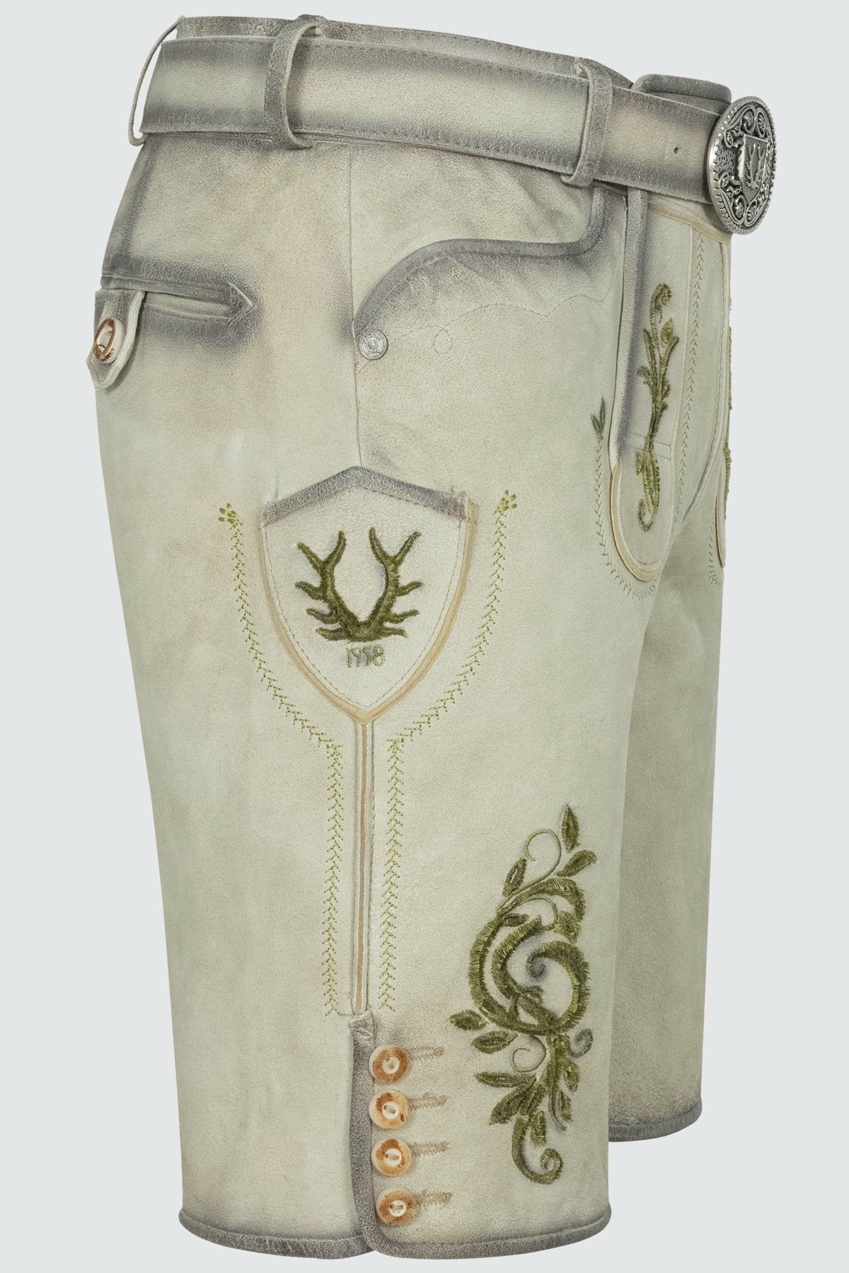 Kruger Men's Lederhosen "Maurus" with Belt - Beige