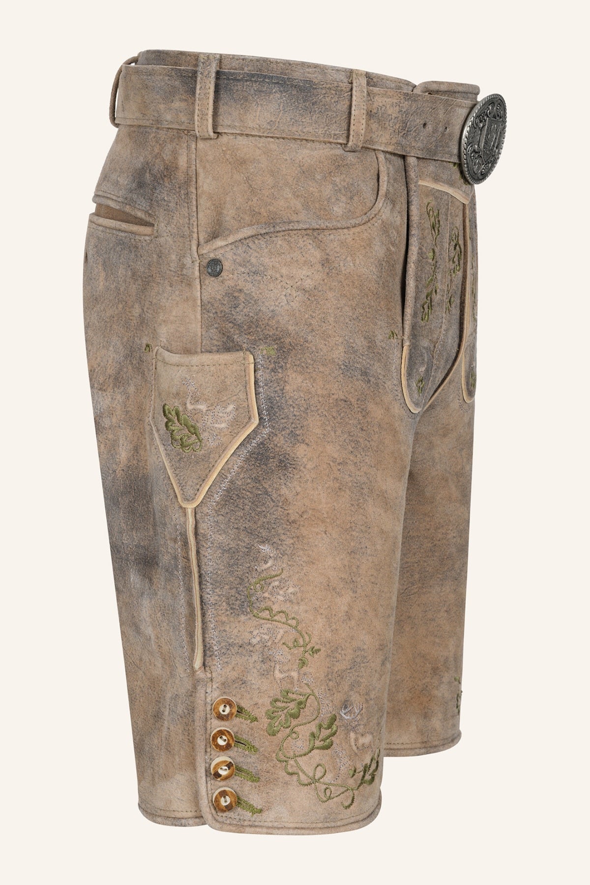 Kruger Men's Lederhosen "Arthas" with Belt - Beige