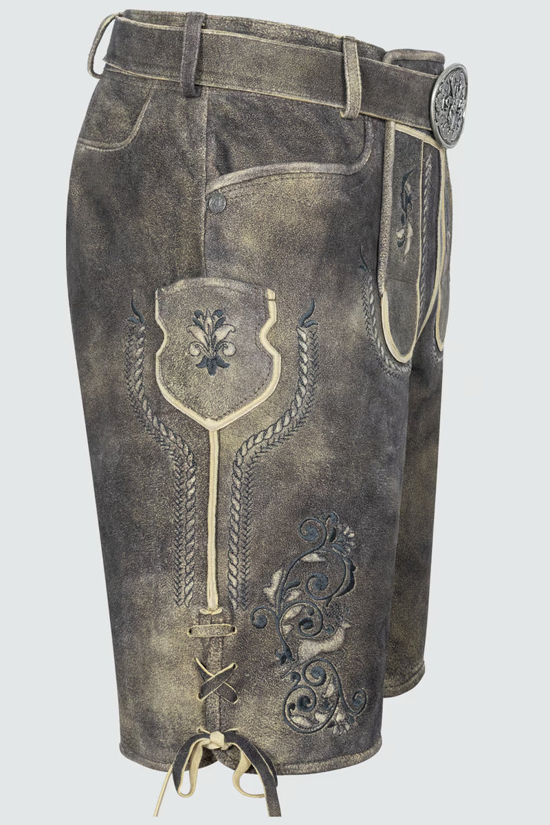 Kruger Men's Lederhosen "Gideon" with belt (light brown) size 54