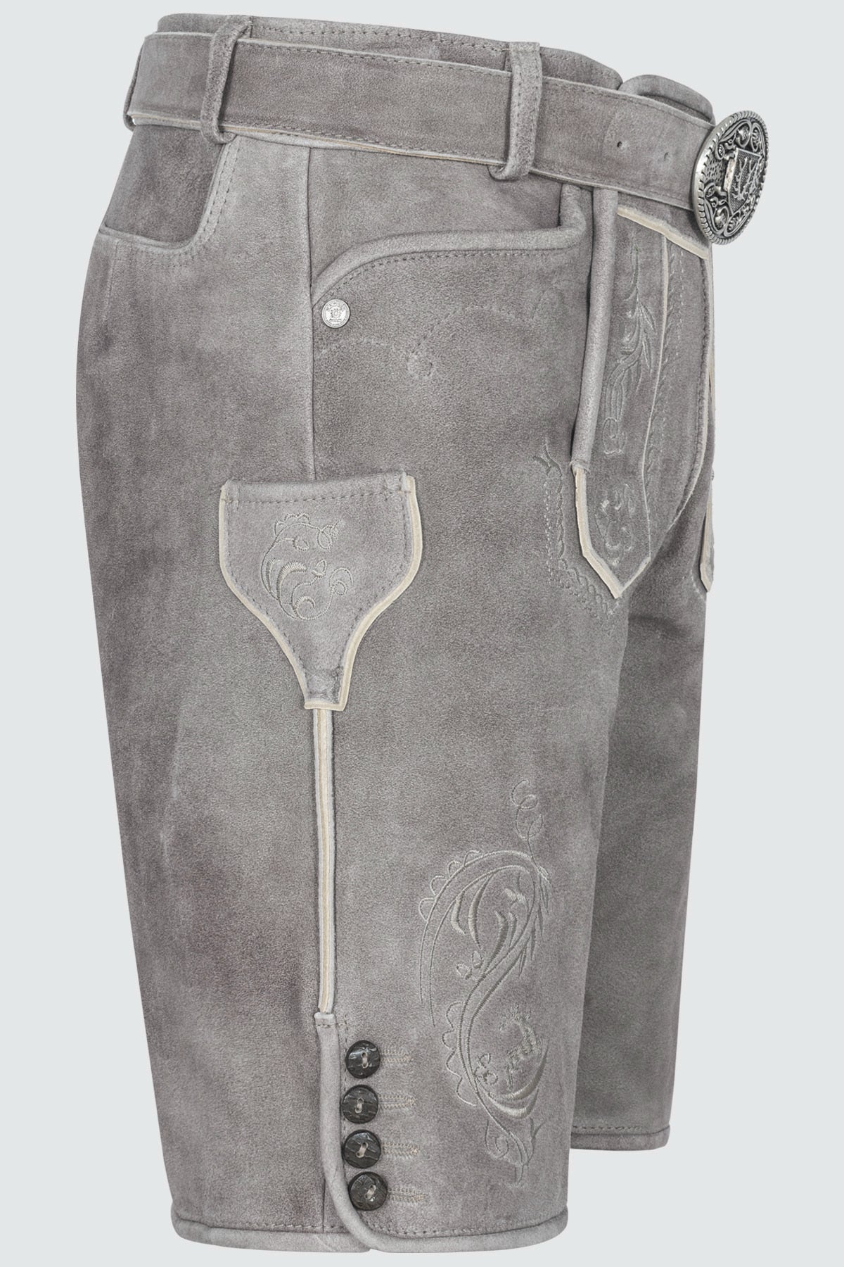 Kruger Men's Lederhosen "Maik" with Belt - Gray