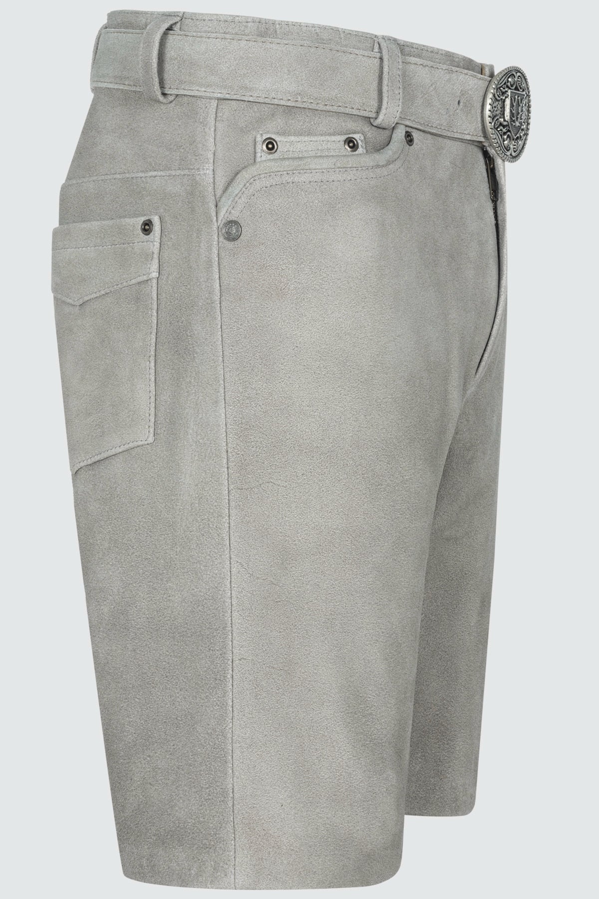 Kruger Men's Lederhosen "Jari" with Belt - Gray