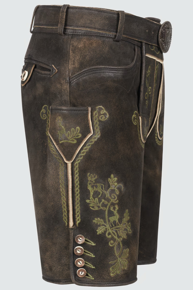 Kruger Men's Lederhosen "Milian" with belt (dark brown)