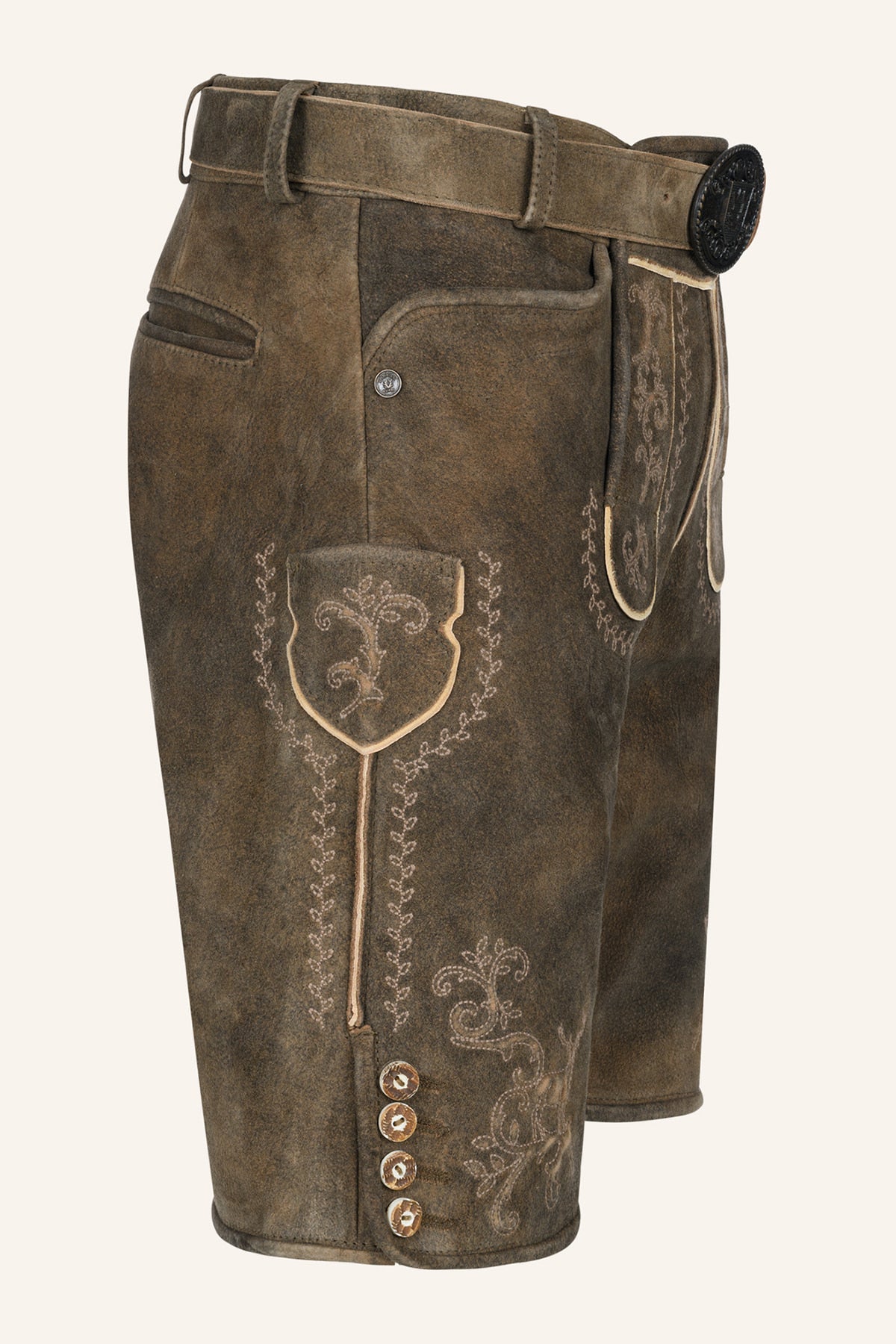 Kruger Men's Lederhosen "Maylon" with Belt - Brown