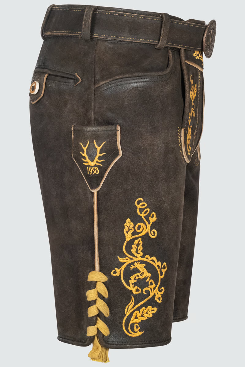 Kruger Men's Lederhosen "Tilo" brown/yellow