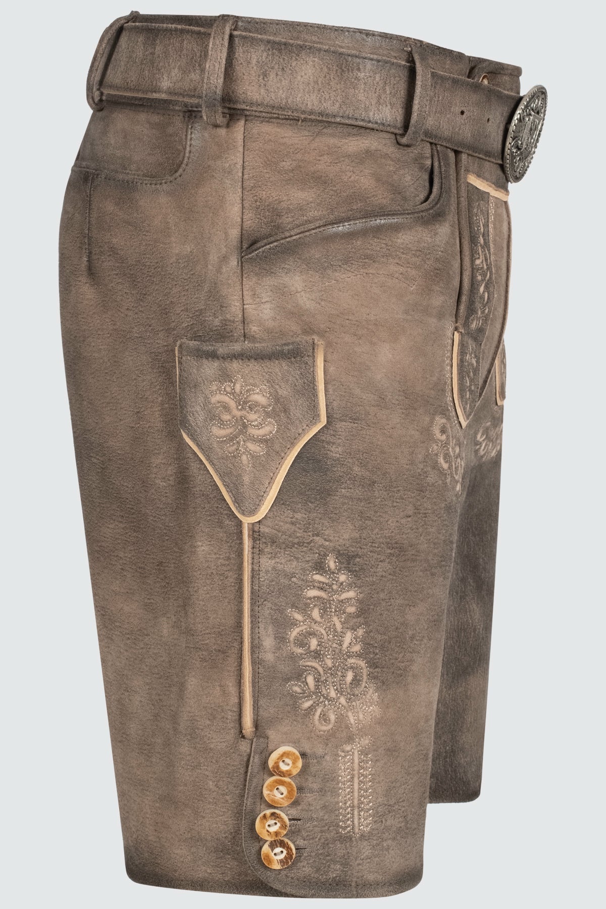 Kruger Men's Lederhosen "Mailo" with Belt - Brown