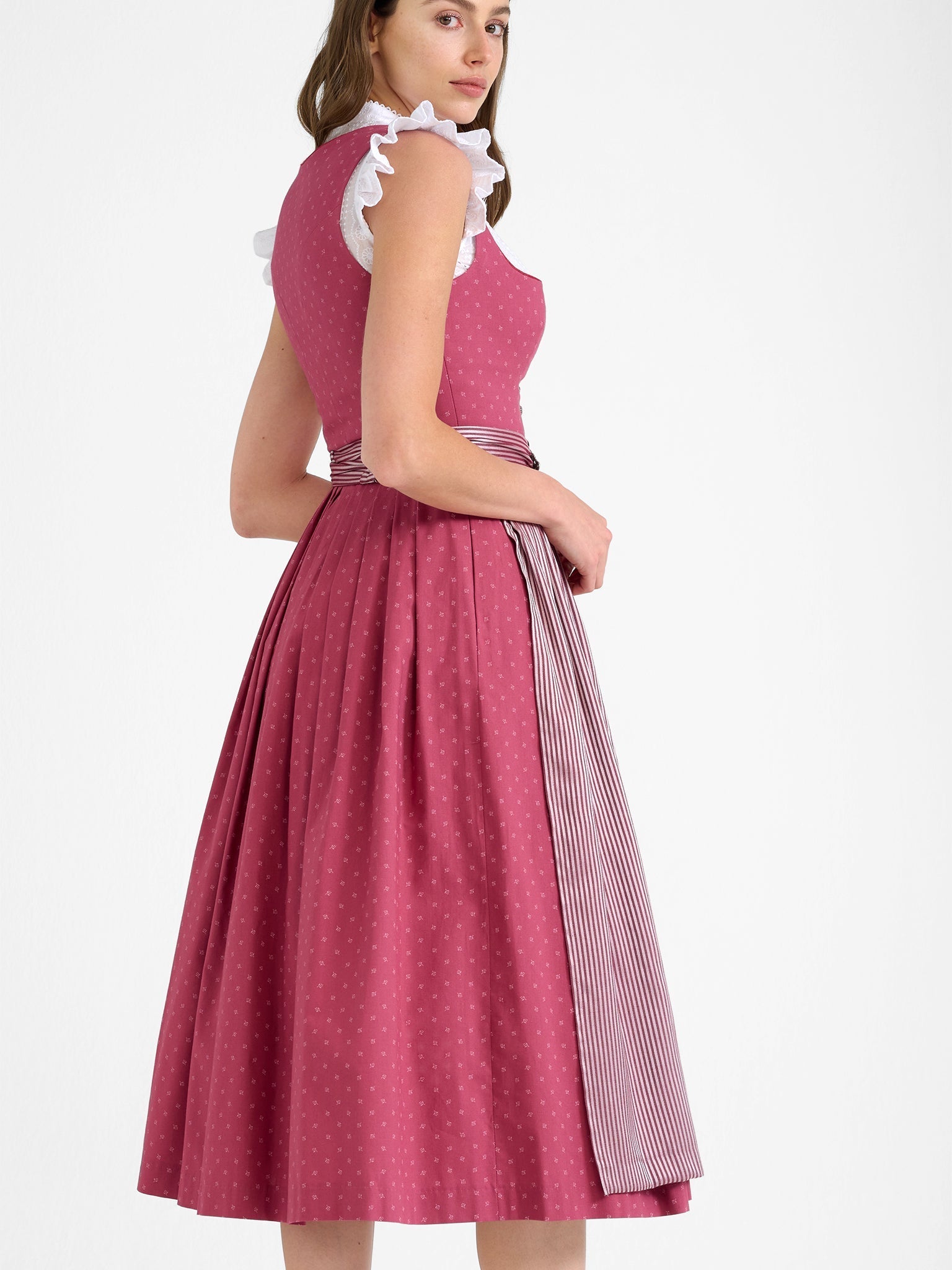Dirndl with striped apron and clasp