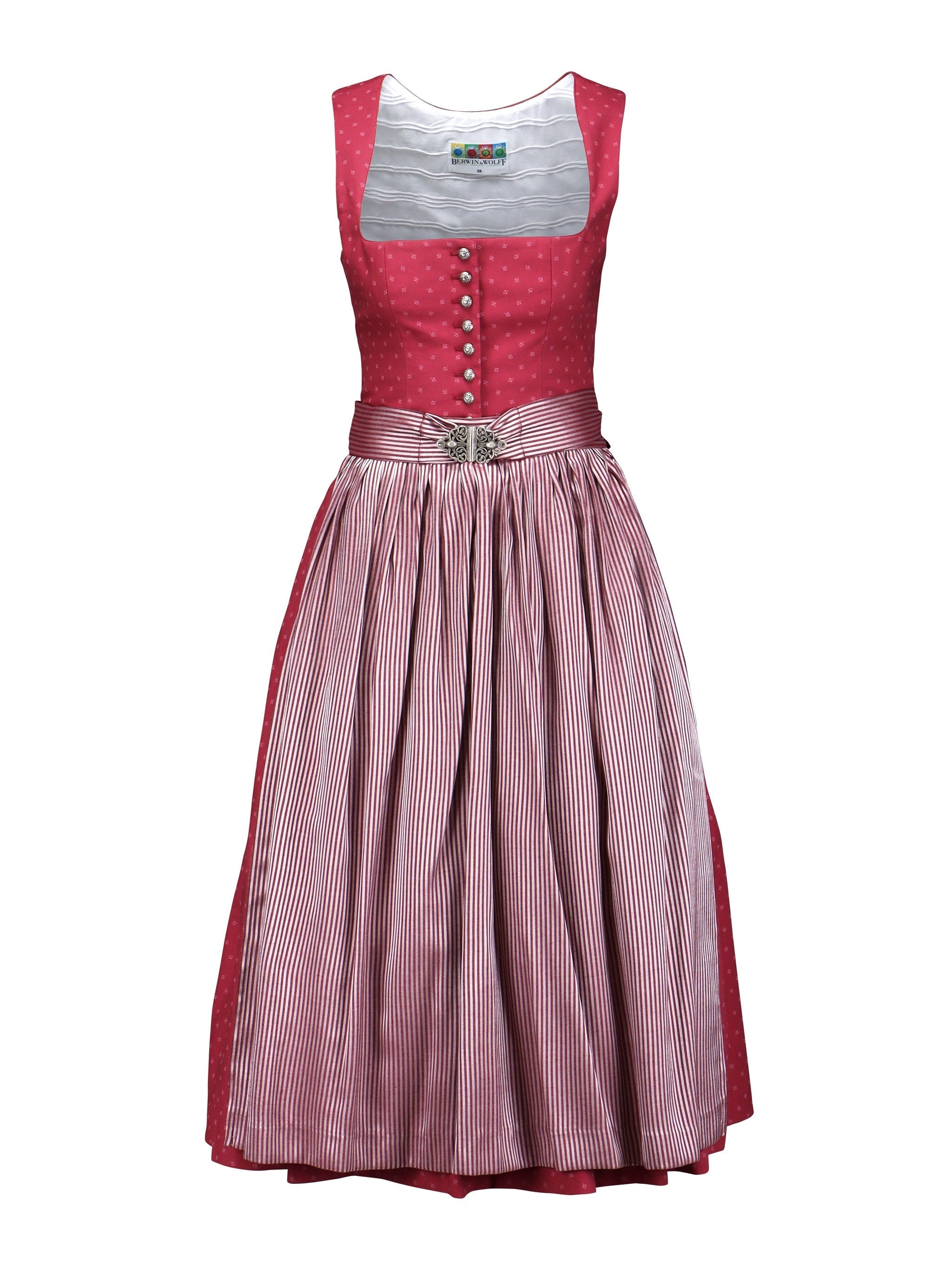 Dirndl with striped apron and clasp