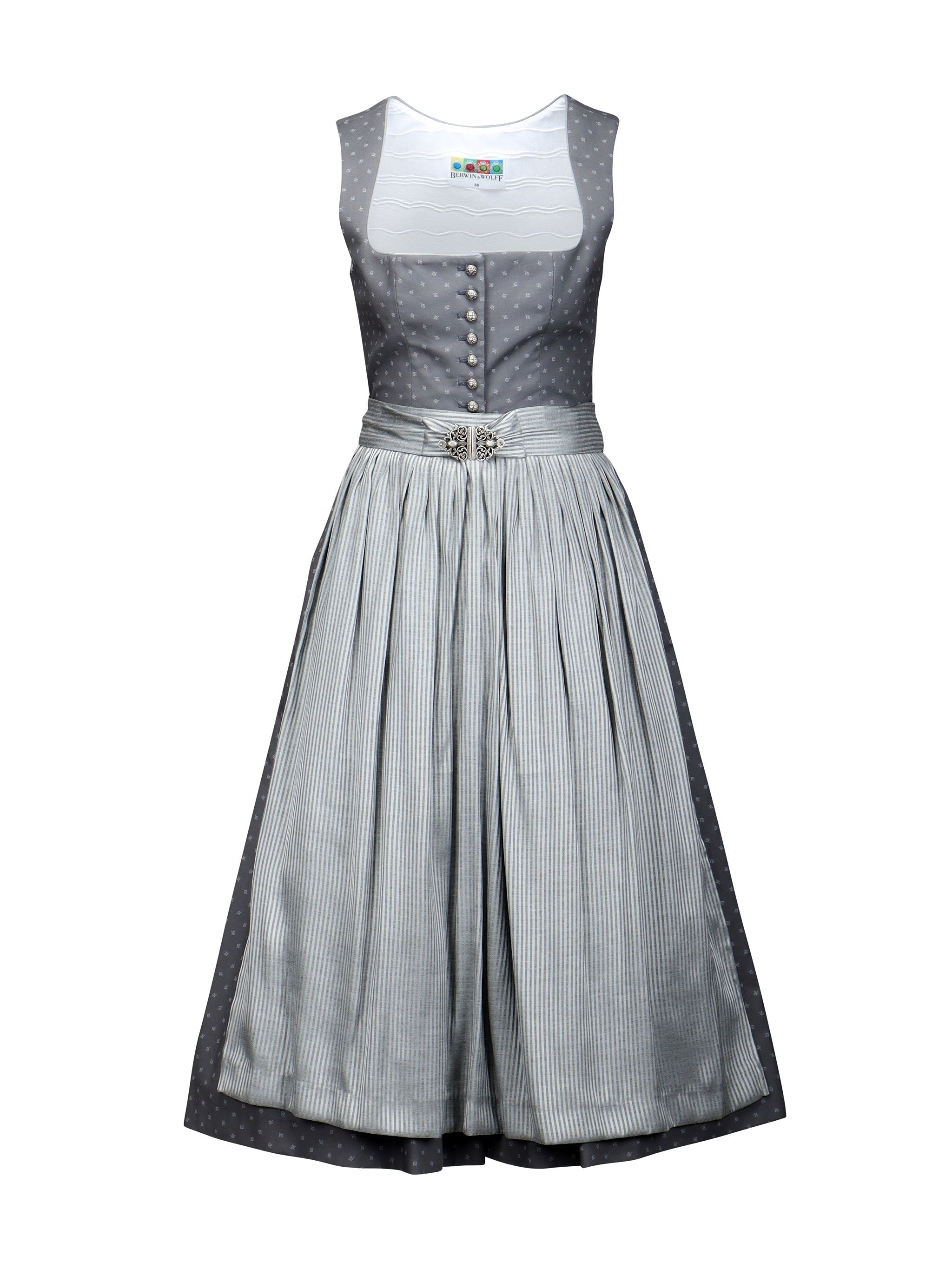 Dirndl with striped apron and clasp