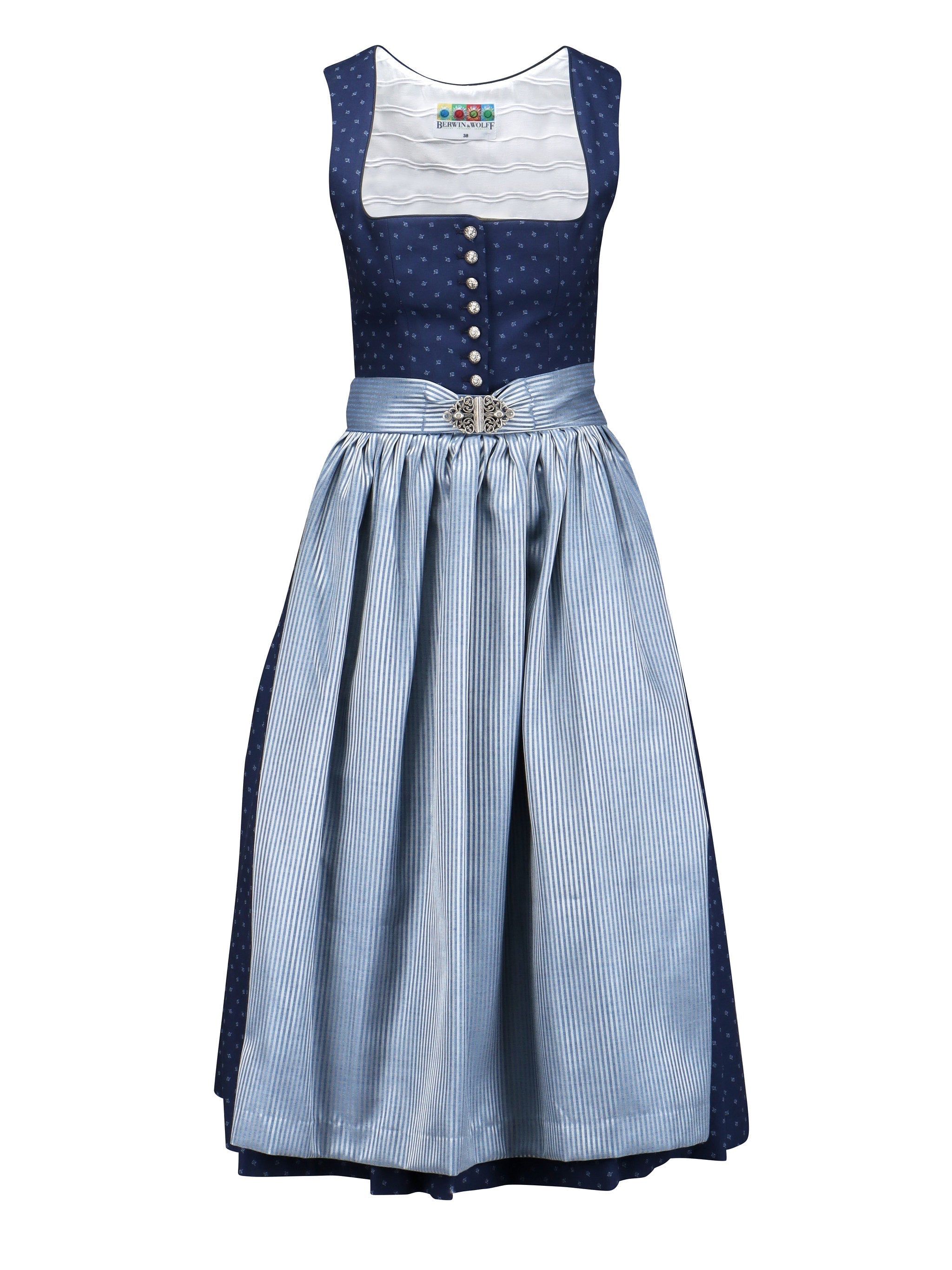 Dirndl with striped apron and clasp