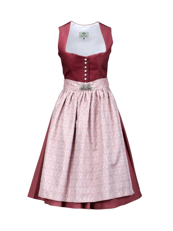 Berwin Long Dirndl 2pcs. 70cm Velvet "Anneliese" bordeaux/pink