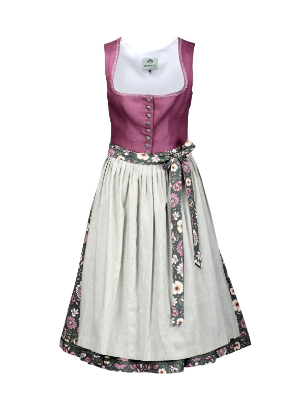 Berwin Long Dirndl 2pcs. 70cm w/Peplum "Freya" green/purple