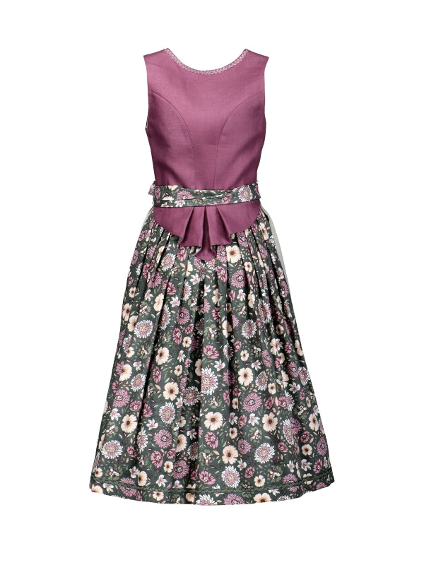 Berwin Long Dirndl 2pcs. 70cm w/Peplum "Freya" green/purple