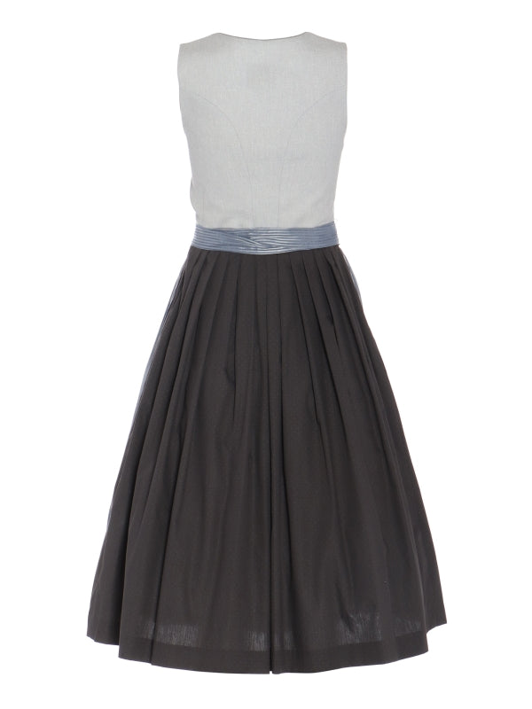 Berwin Velvet Long Dirndl 2pcs. 75cm "Blume" med. gray