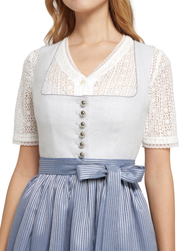 Berwin Velvet Long Dirndl 2pcs. 75cm "Blume" med. gray